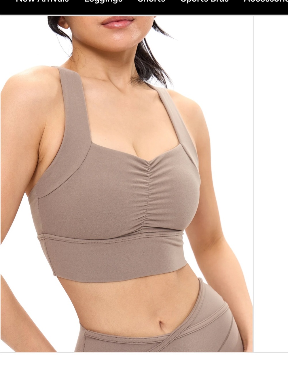 BuffBunny Ruched Longline Sports Bralette - Chai latte in LG